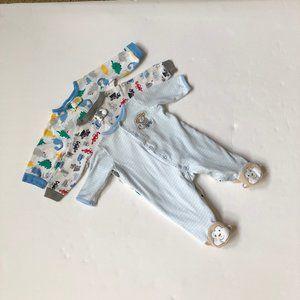 Lot of 3 Boys Footed Sleeper Size 0-3 M